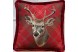 Poduszka dekoracyjna żakardowa jeleń czerwona krata